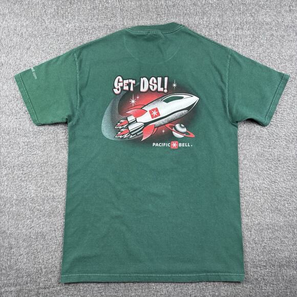 Vintage Get Up To Speed T-Shirt Mens Medium Green DSL Tech Internet Promo - Picture 4 of 7